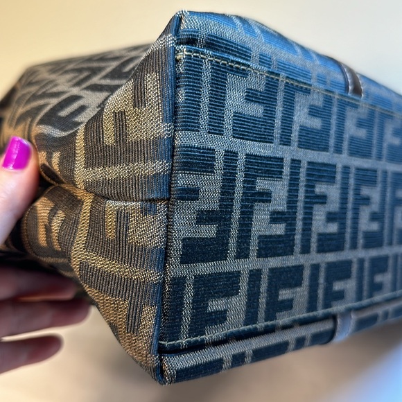 COA Fendi Zucca Tote Goldtone Hardware, Adjustable Sides, Leather Straps - Picture 11 of 15